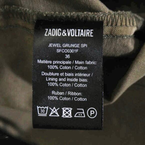 Zadig & Voltaire Jewel Grunge Olive Green Cotton Canvas Utility Skirt 36 S - Picture 6 of 9